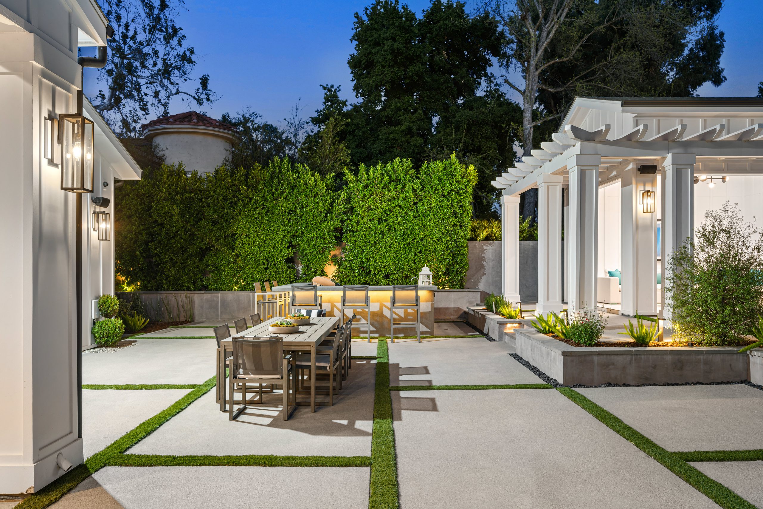 Patio with outdoor dining table and chairs