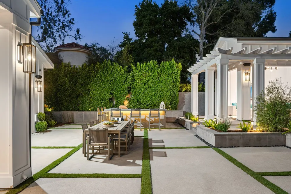 Patio with outdoor dining table and chairs